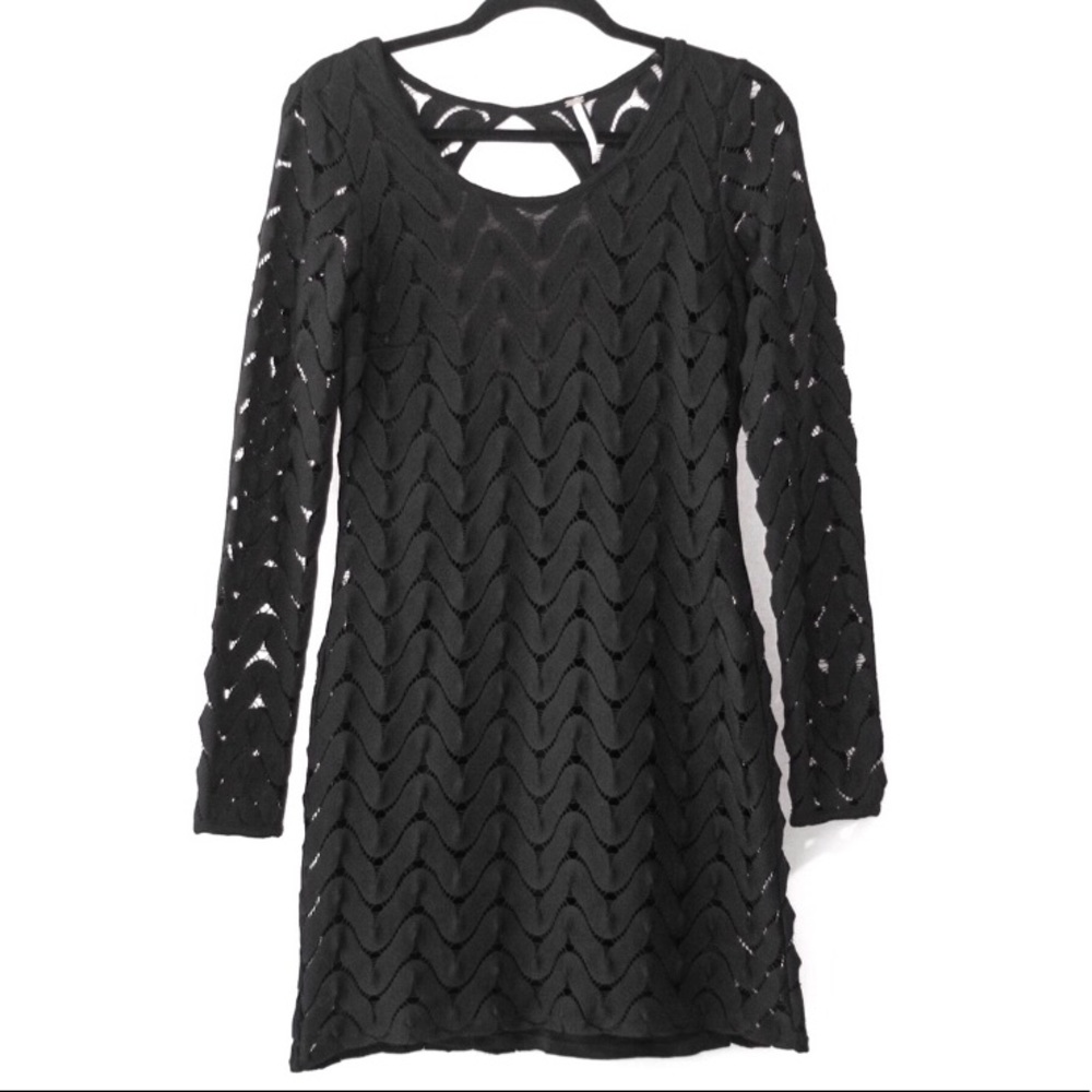 Free People Black Lace Bodycon Mini Dress Small